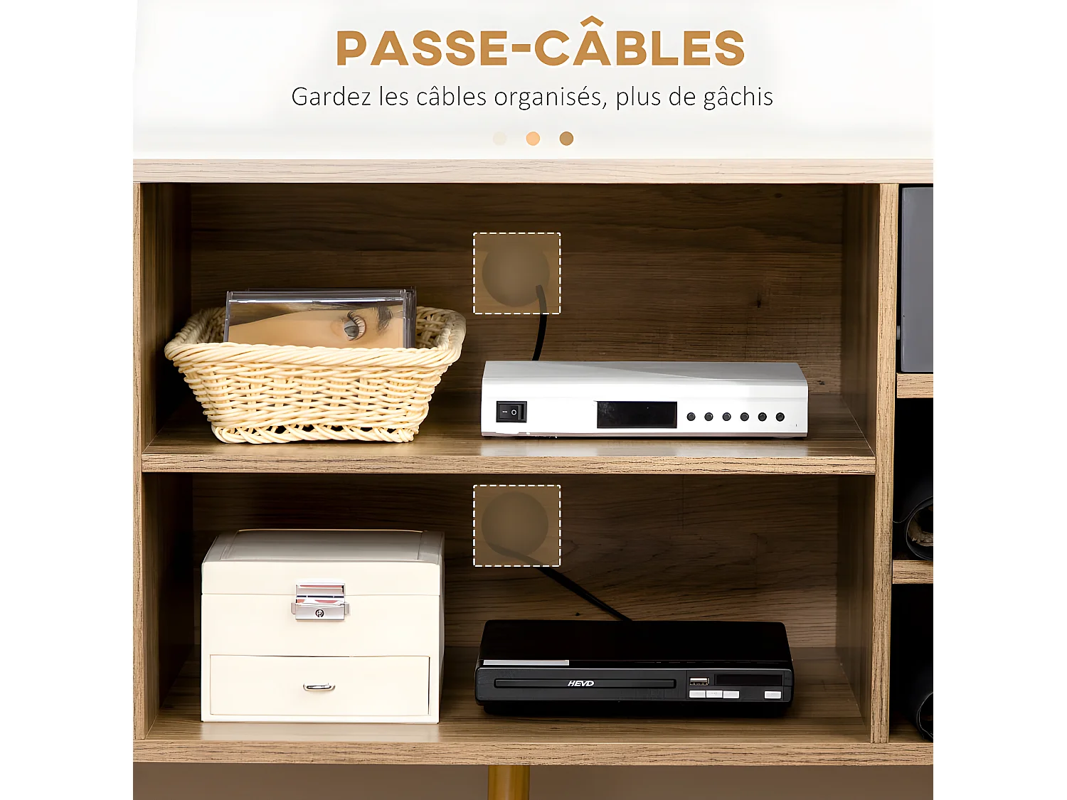 Meuble tv industriel VALLADOLID aspect bois et noir