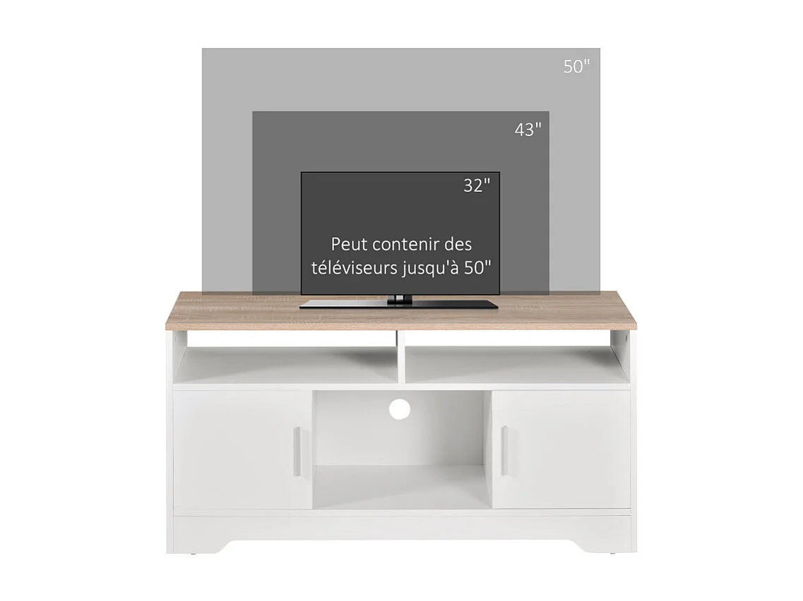 Meuble tv SEGOVIE blanc et bois