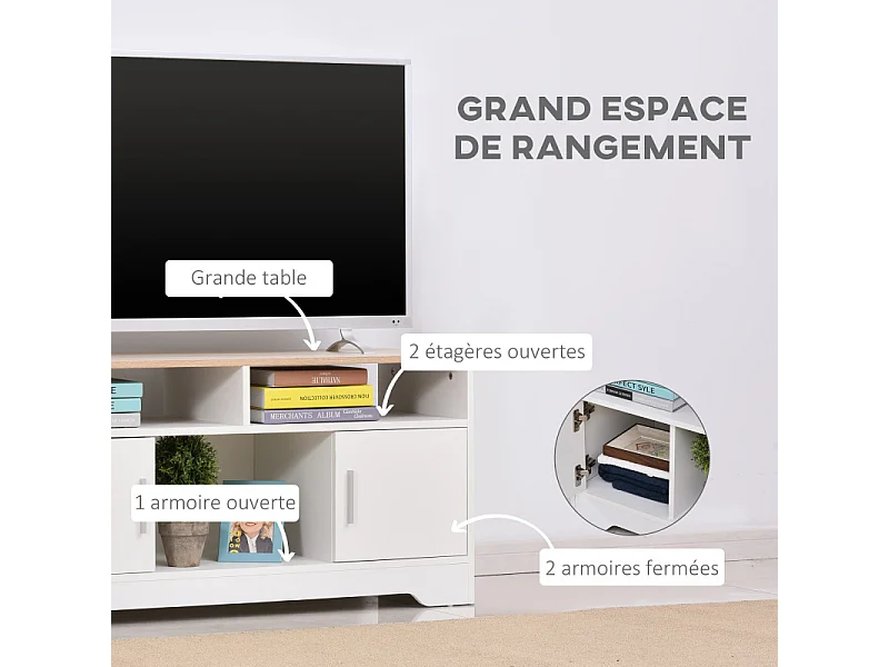 Meuble tv SEGOVIE blanc et bois