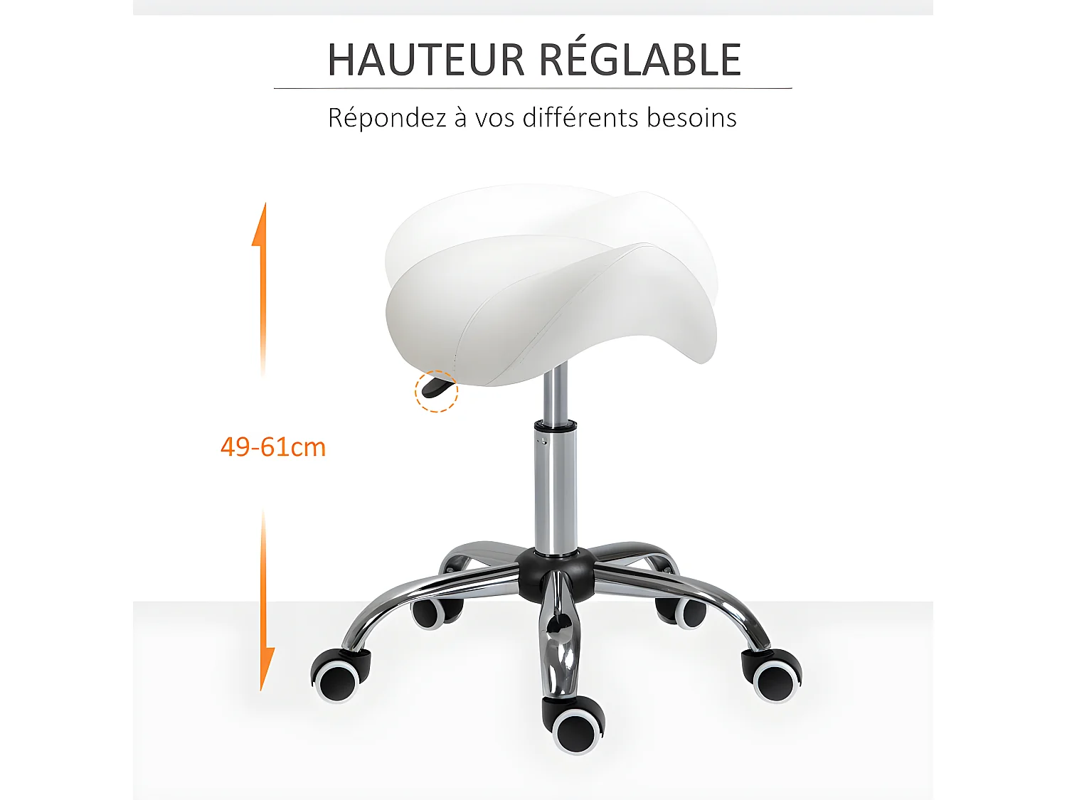 Tabouret de massage selle ergonomique PESCARA blanc