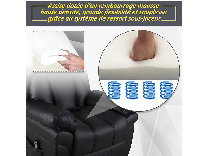 Fauteuil de Relaxation Releveur Boston avec Repose-Pieds Noir