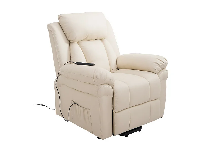 Fauteuil de Relaxation Releveur Boston avec Repose-Pieds Crème