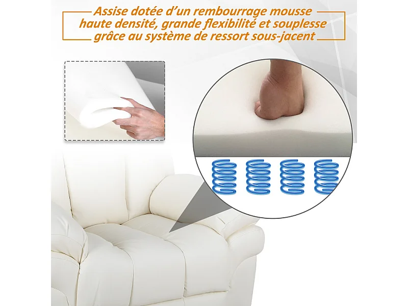 Fauteuil de Relaxation Releveur Boston avec Repose-Pieds Crème