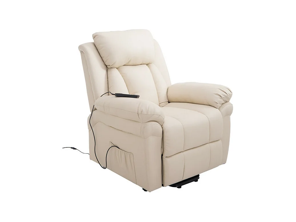 Fauteuil de Relaxation Releveur Boston avec Repose-Pieds Crème