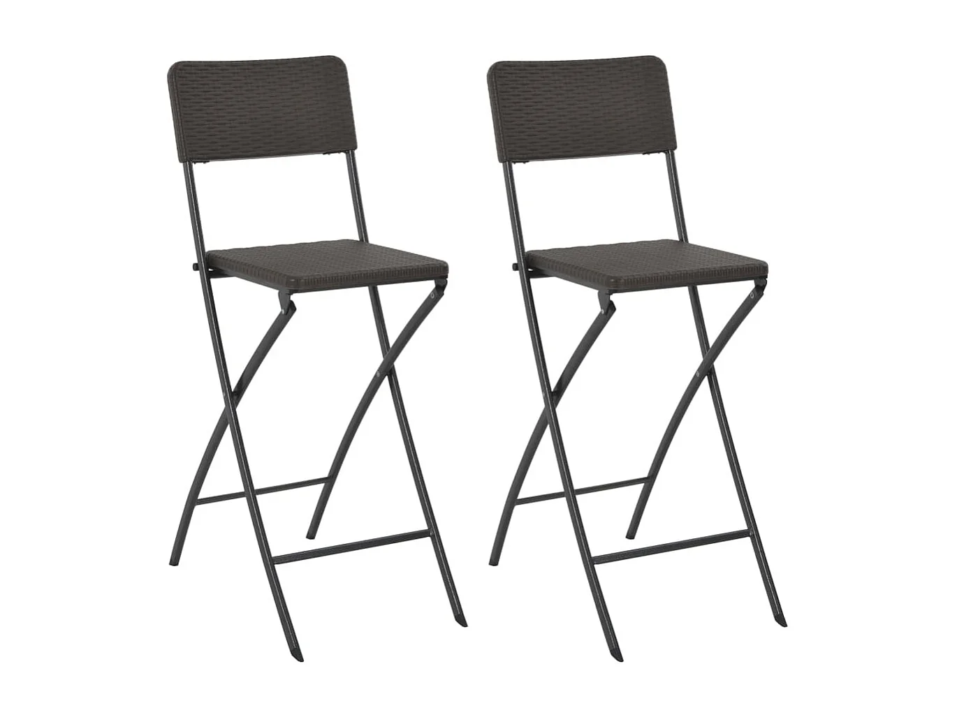 Klappbare Barstühle 2 Stk. HDPE und Stahl Braun Rattanoptik