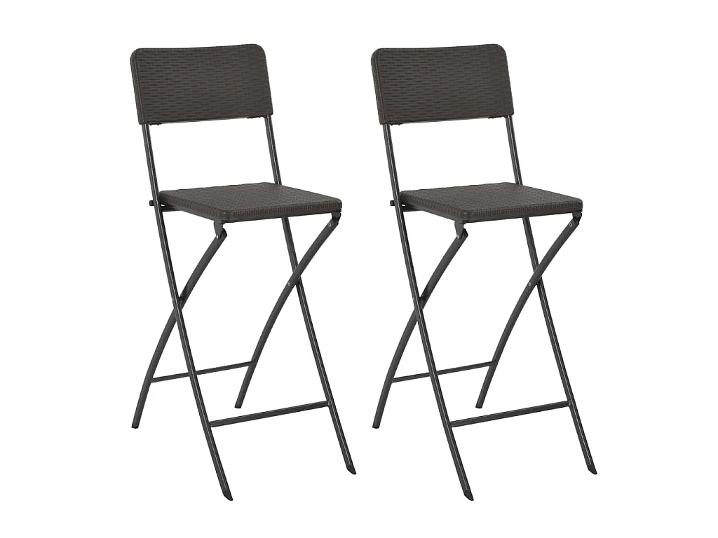 Chaise de bar pliable lot de 2 PEHD et acier Aspect de rotin