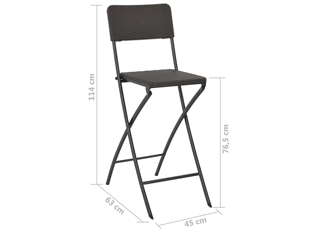 Chaise de bar pliable lot de 2 PEHD et acier Aspect de rotin