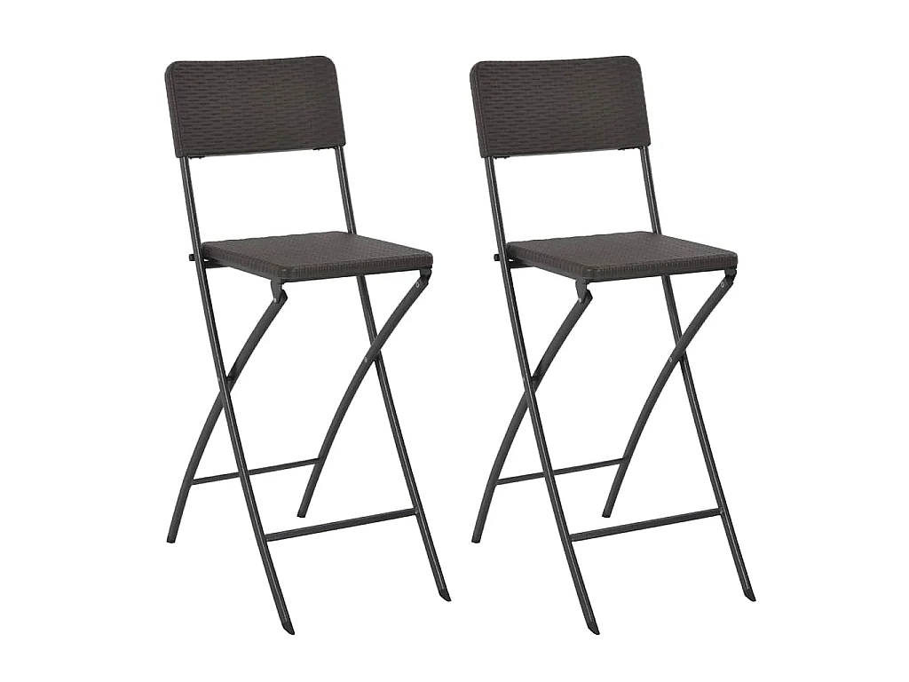 Chaise de bar pliable lot de 2 PEHD et acier Aspect de rotin