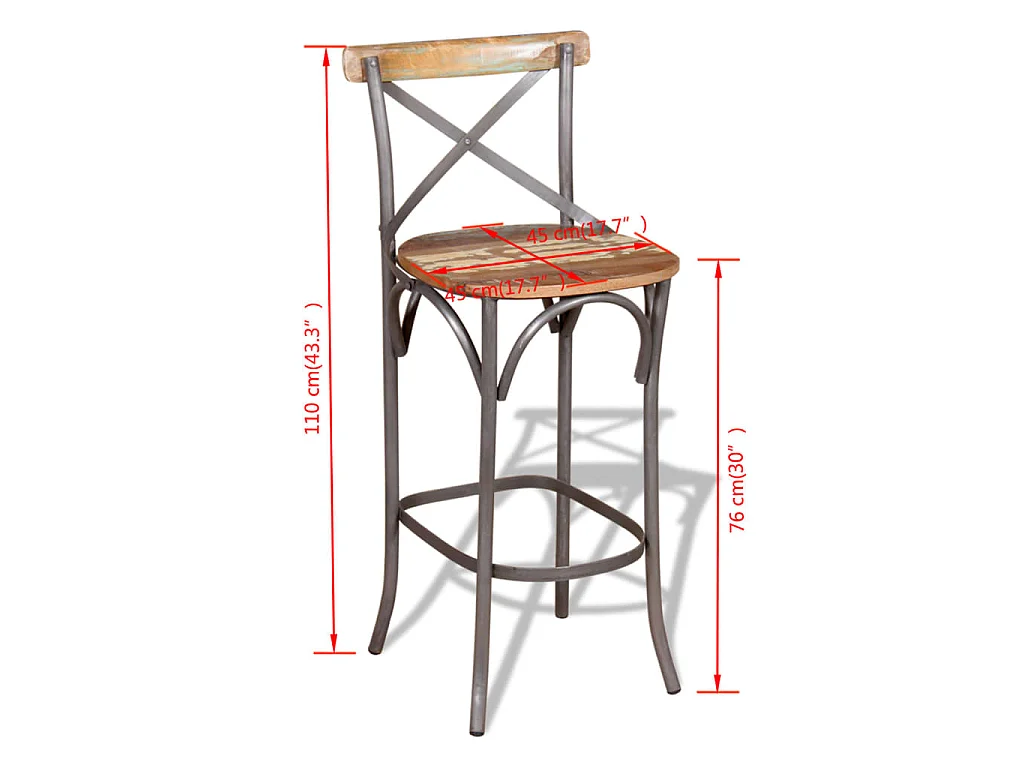 Tabouret de bar Bois de récupération massif