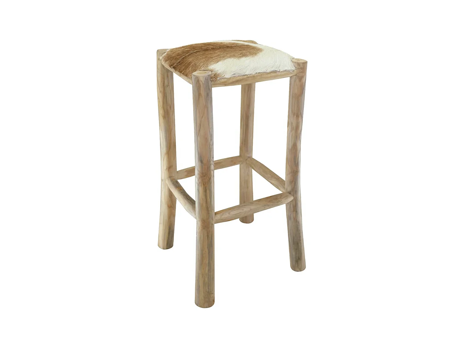 Barhocker Ziegenleder und Teak Massivholz