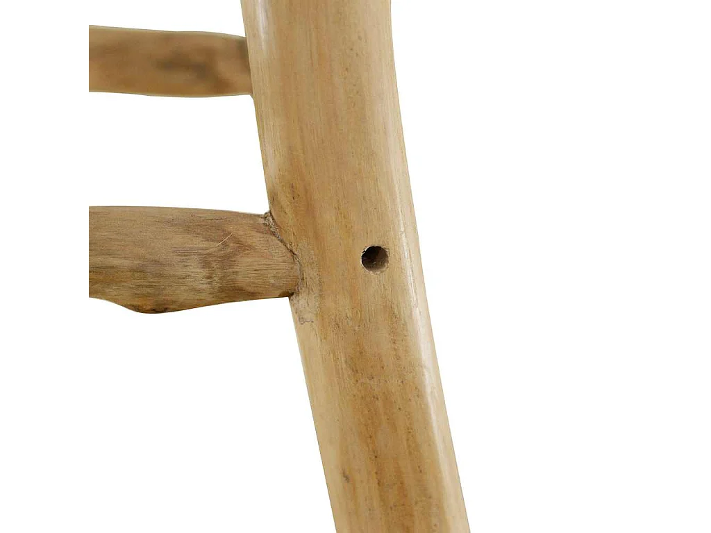 Tabouret de bar cuir de chèvre et bois de teck solide