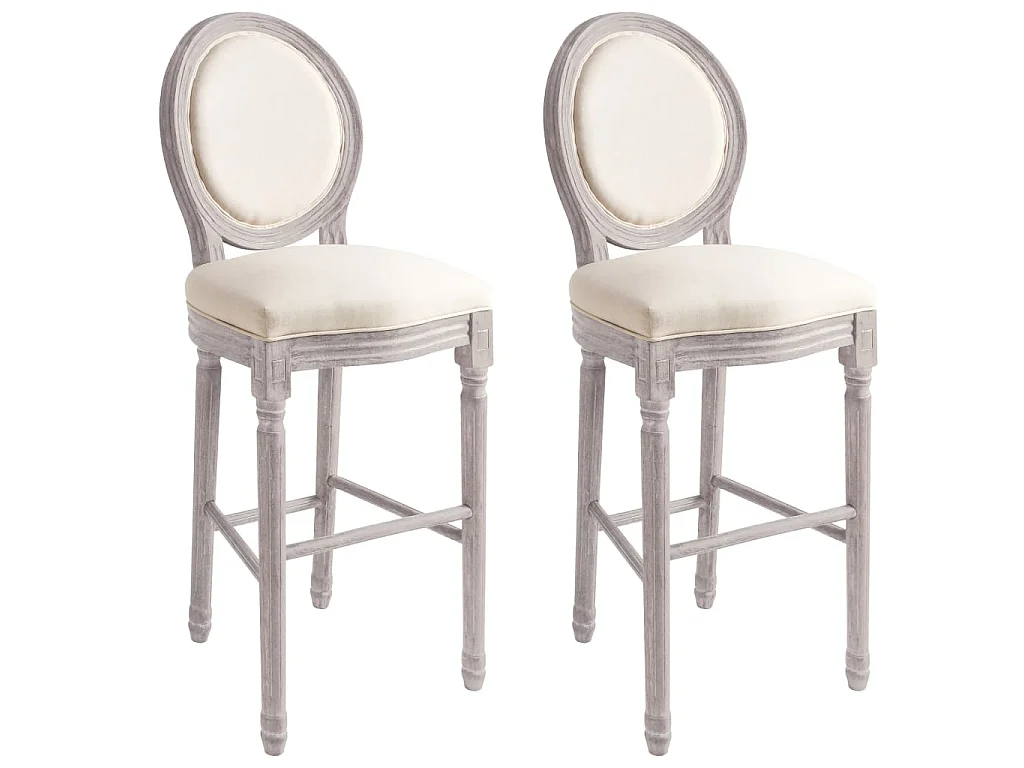Tabourets de bar lot de 2 blanc lin