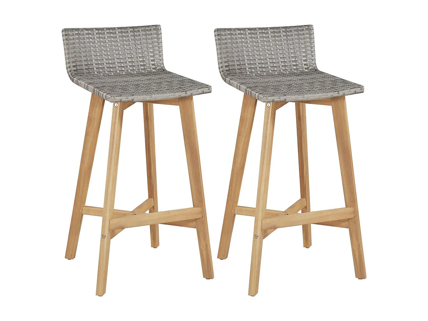 Tabourets de bar lot de 2 bois d'acacia solide