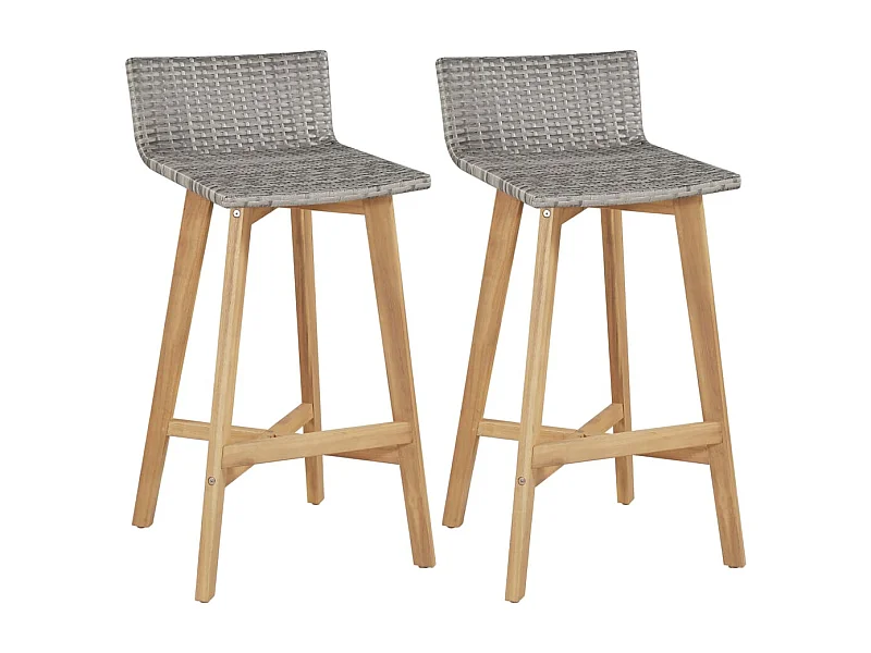Tabourets de bar lot de 2 bois d'acacia solide