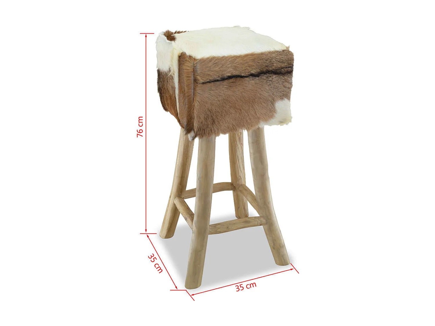 Tabouret de bar cuir de chèvre et bois de teck solide