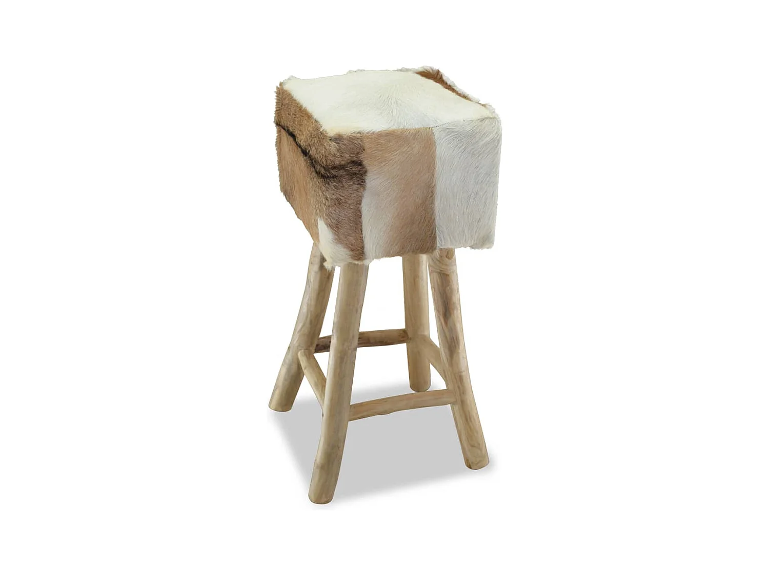 Barhocker Ziegenleder und Massivholz Teak
