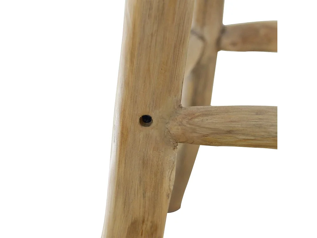 Tabouret de bar cuir de chèvre et bois de teck solide