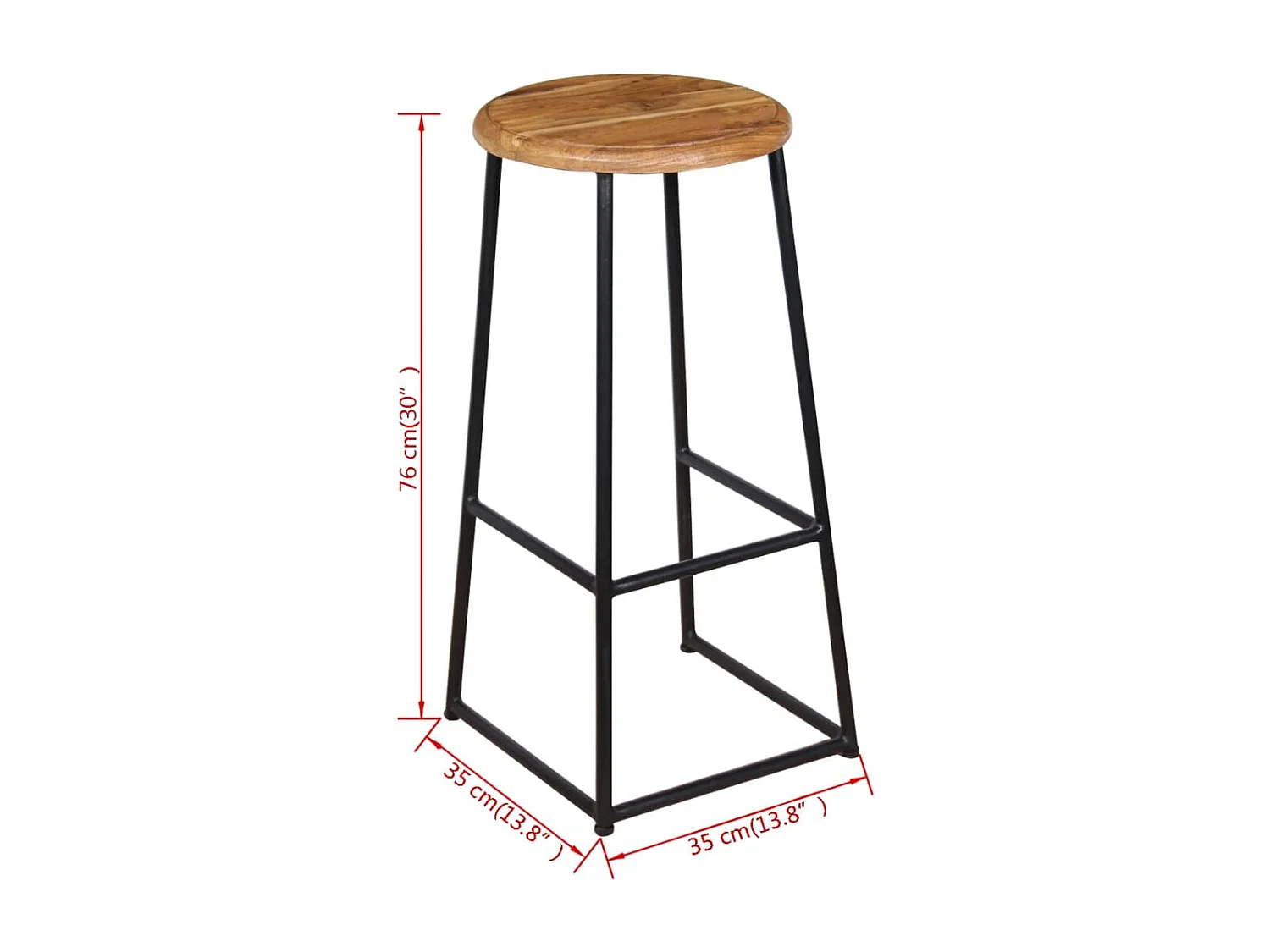 Tabourets de bar lot de 2 bois de teck massif