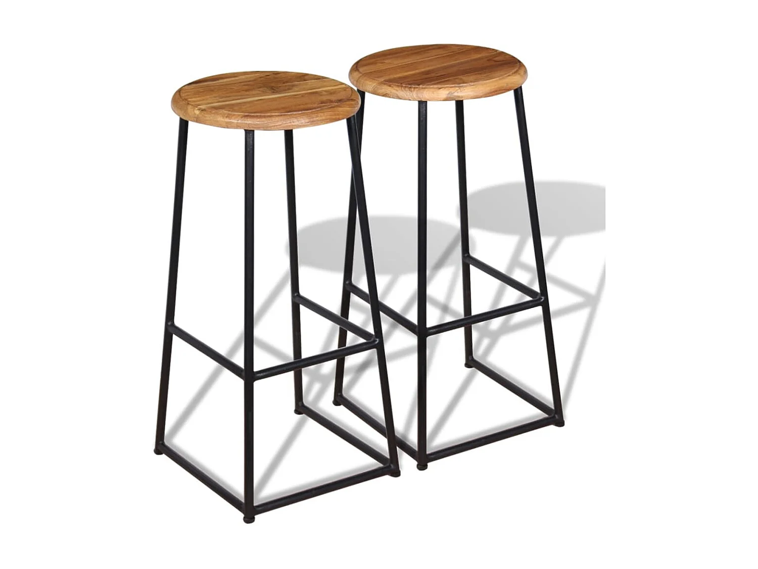 Tabourets de bar lot de 2 bois de teck massif