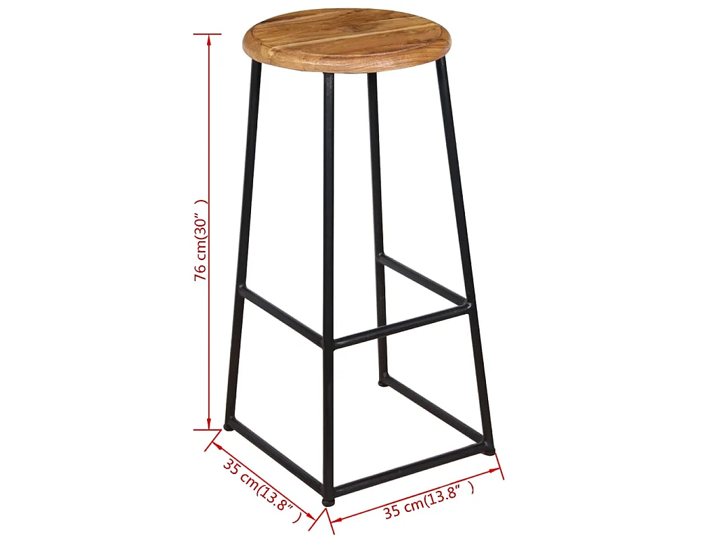 Barhocker 2 Stk. Massivholz Teak