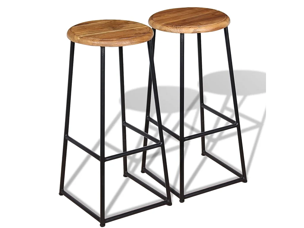 Barhocker 2 Stk. Massivholz Teak