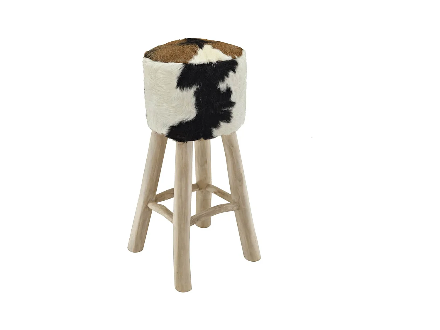 Barhocker Ziegenleder und Teak Massivholz