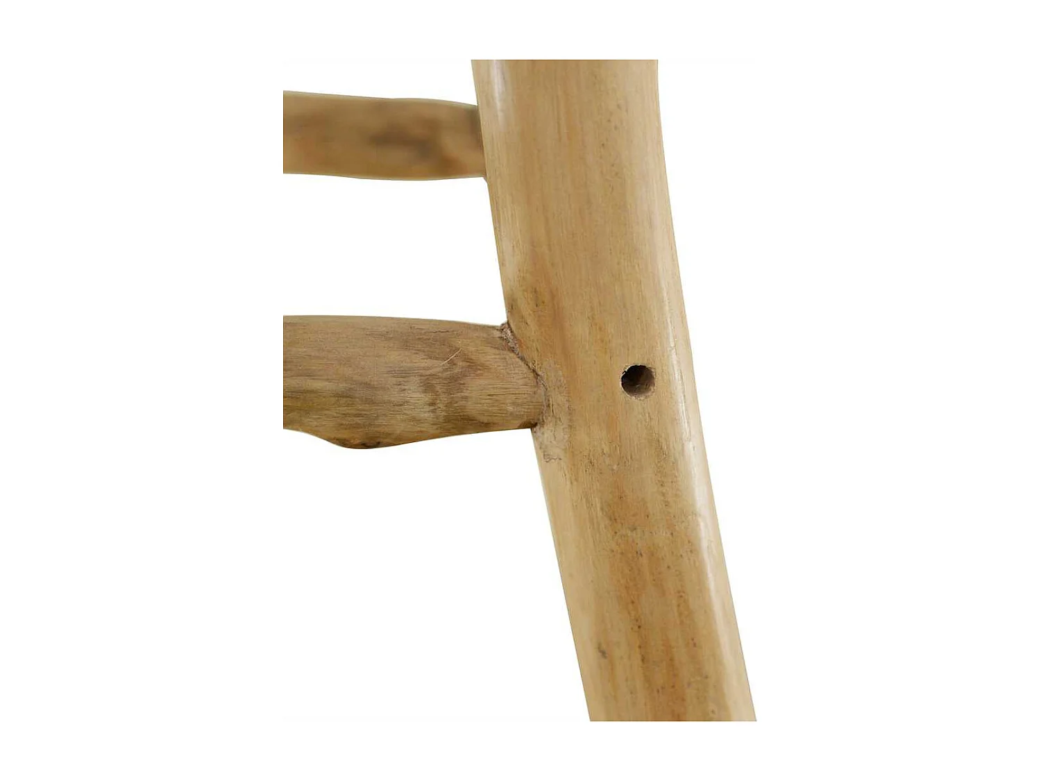 Sgabello da Bar in Pelle di Capra e Legno Massello di Teak