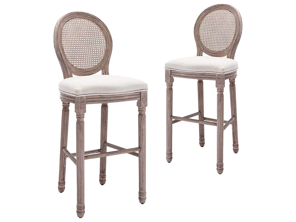 Tabourets de bar lot de 2 blanc lin