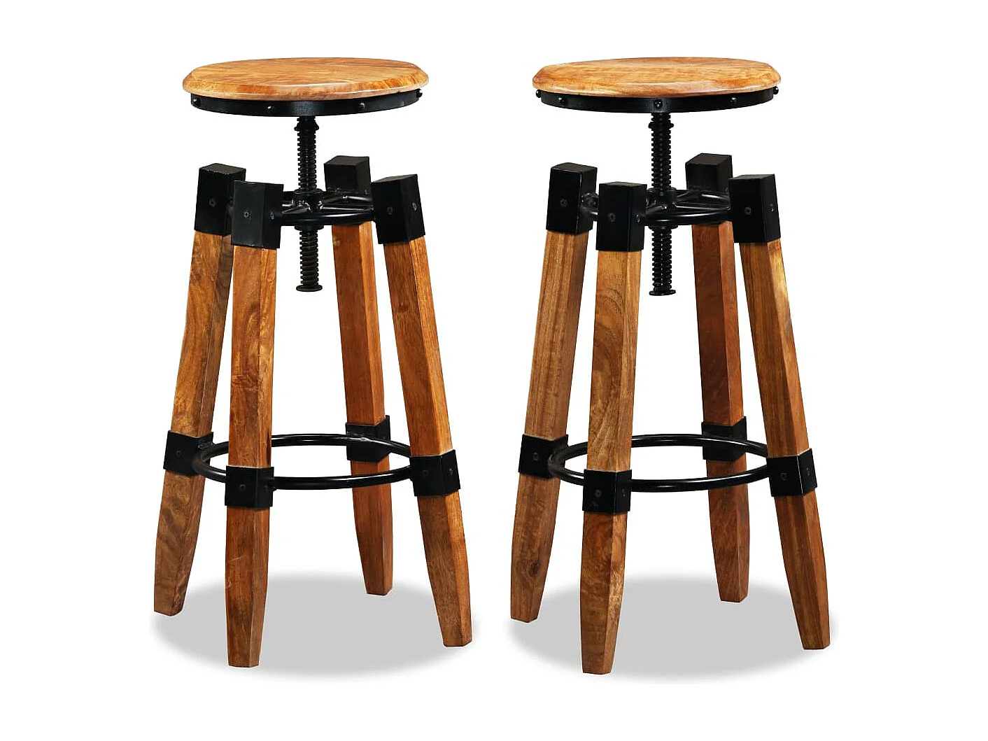 Tabourets de bar lot de 2 bois de manguier massif