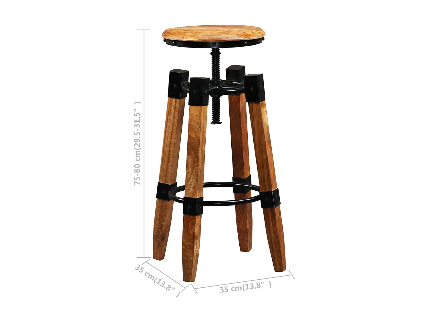 Tabourets de bar lot de 2 bois de manguier massif
