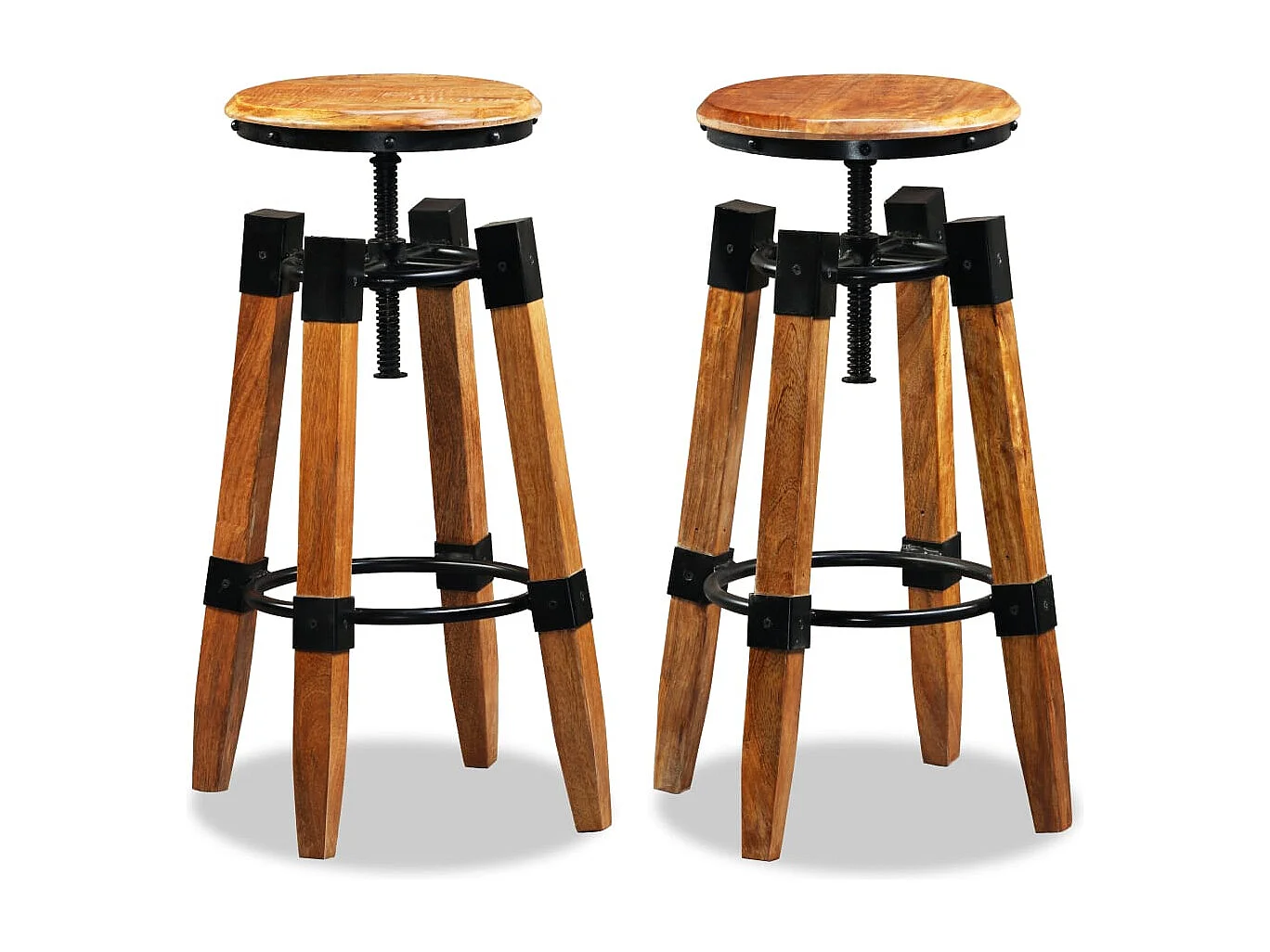 Tabourets de bar lot de 2 bois de manguier massif
