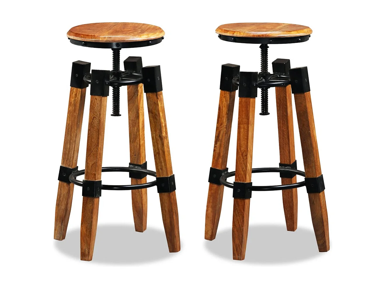 Tabourets de bar lot de 2 bois de manguier massif