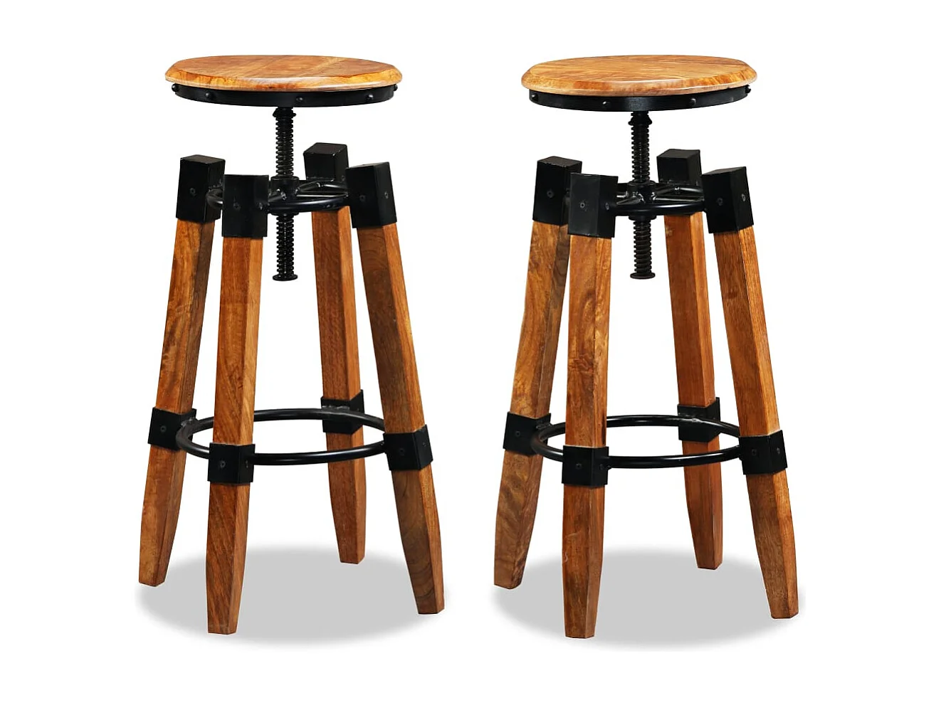 Tabourets de bar lot de 2 bois de manguier massif