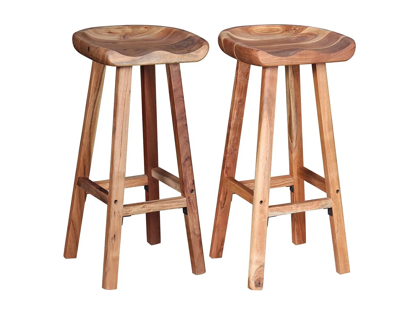 Tabourets de bar lot de 2 bois d'acacia massif