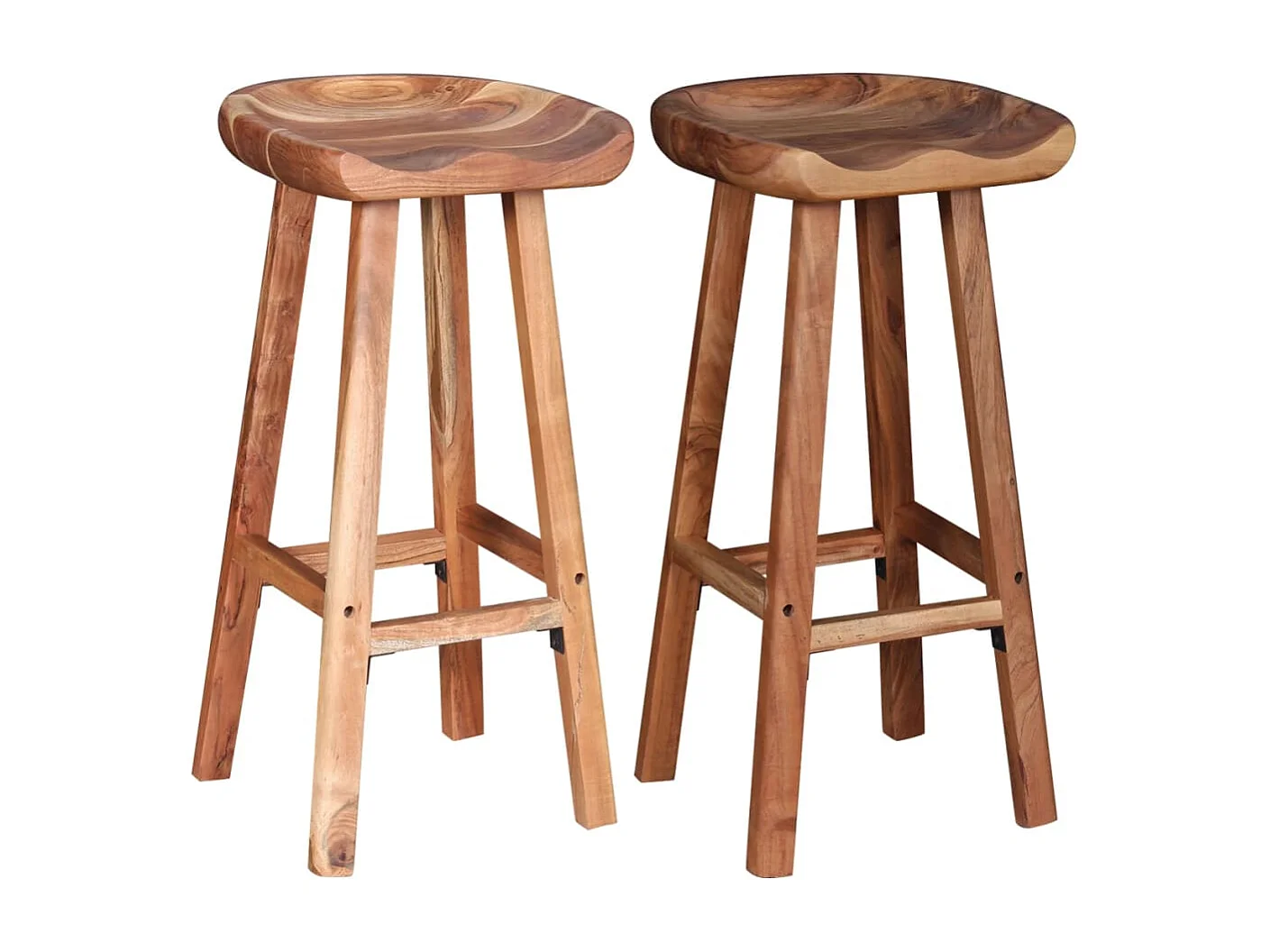 Tabourets de bar lot de 2 bois d'acacia massif
