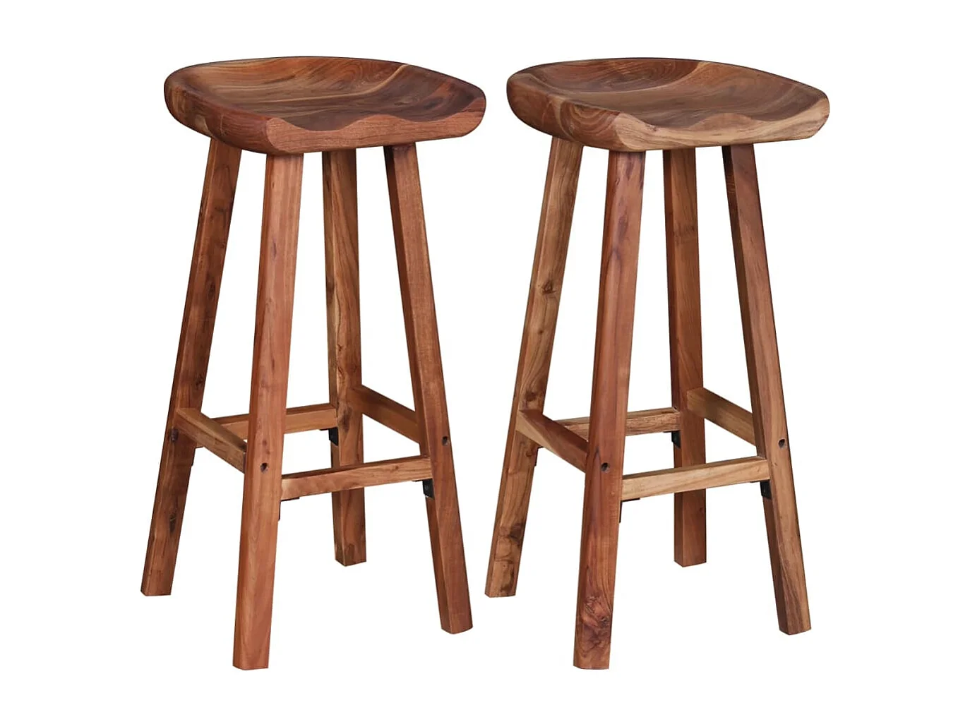 Tabourets de bar lot de 2 bois d'acacia massif