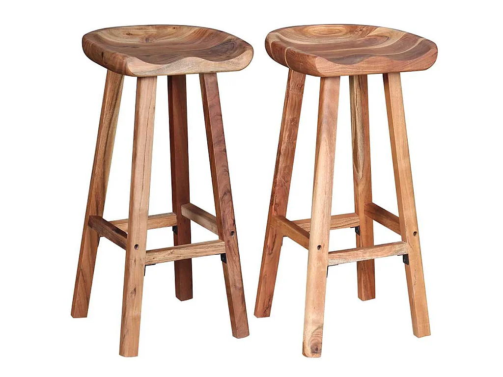 Tabourets de bar lot de 2 bois d'acacia massif