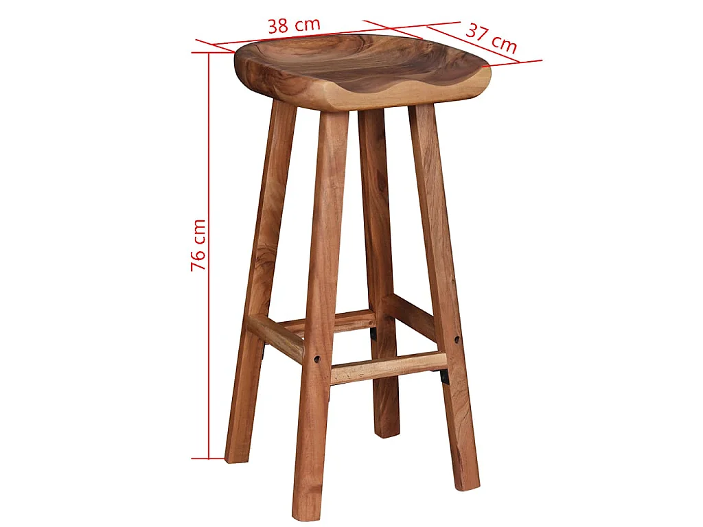 Tabourets de bar lot de 2 bois d'acacia massif