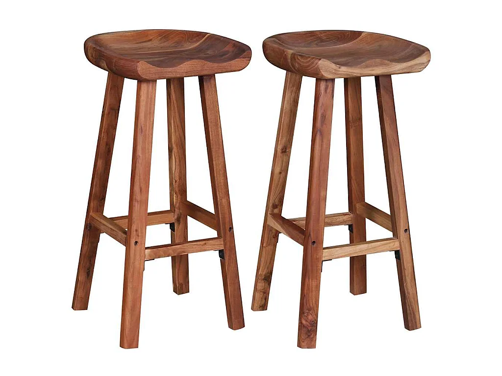 Tabourets de bar lot de 2 bois d'acacia massif