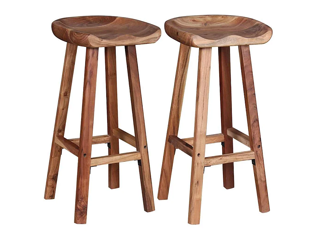 Tabourets de bar lot de 2 bois d'acacia massif