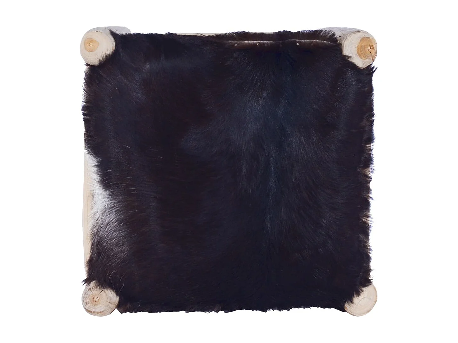 Taburete de cocina cuero real de cabra y madera de teca maciza