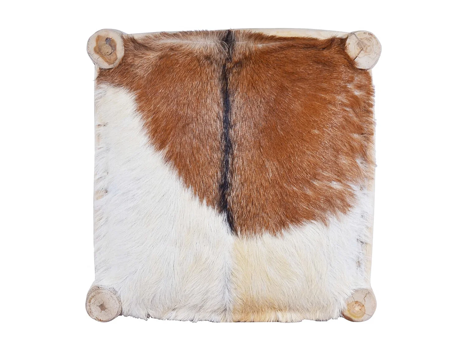 Taburete de cocina cuero real de cabra y madera de teca maciza