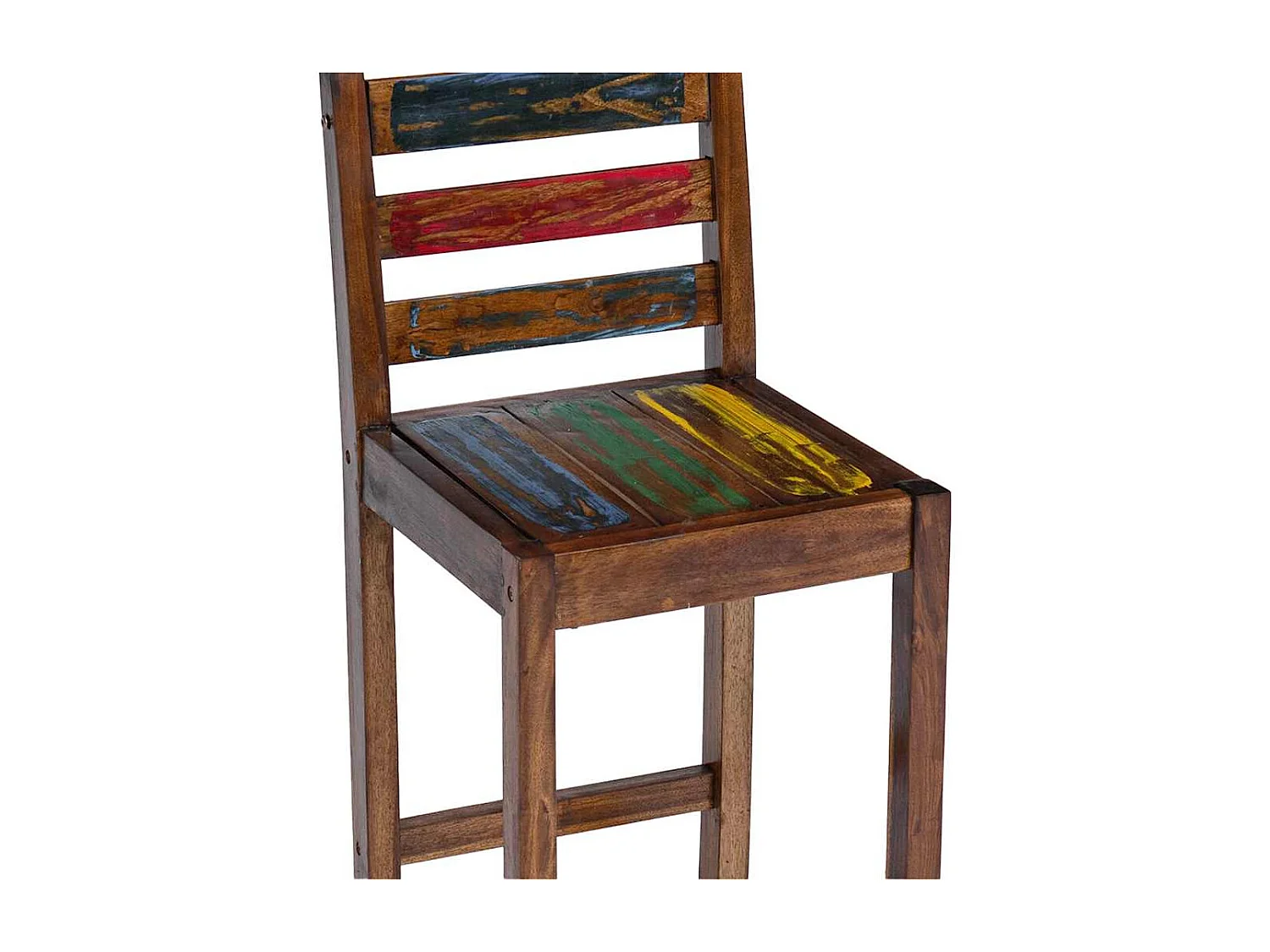 Zestaw 2 stołków barowych z litego drewna z recyklingu w stylu vintage, wielokolorowych