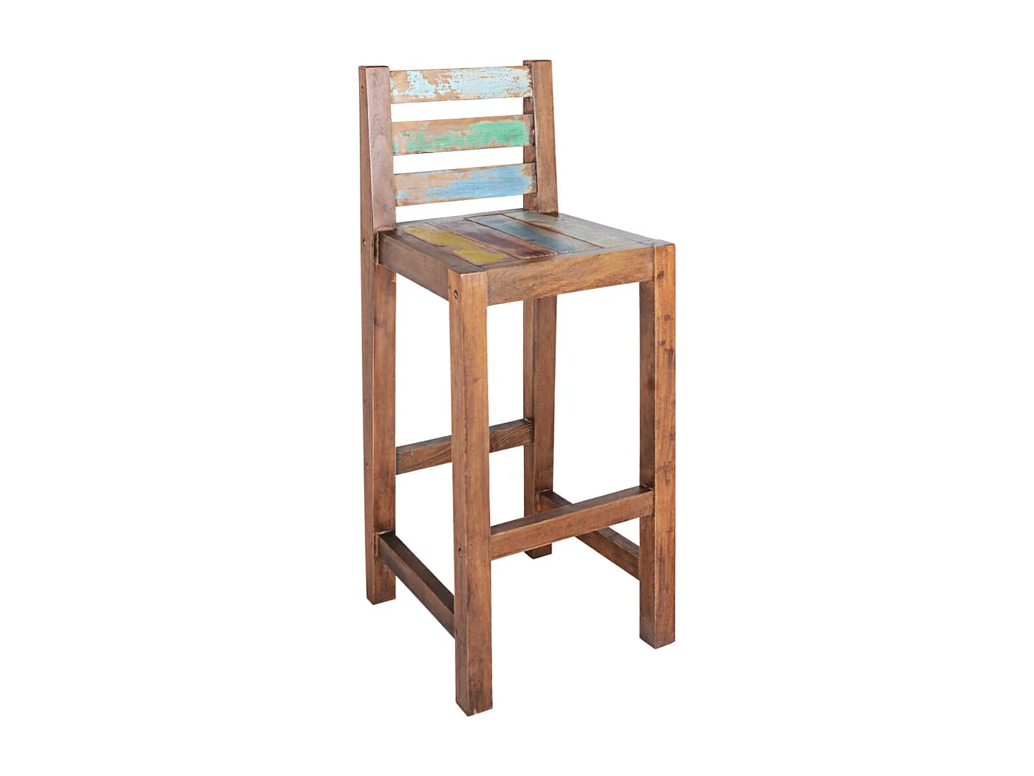 Zestaw 2 stołków barowych z litego drewna z recyklingu w stylu vintage, wielokolorowych