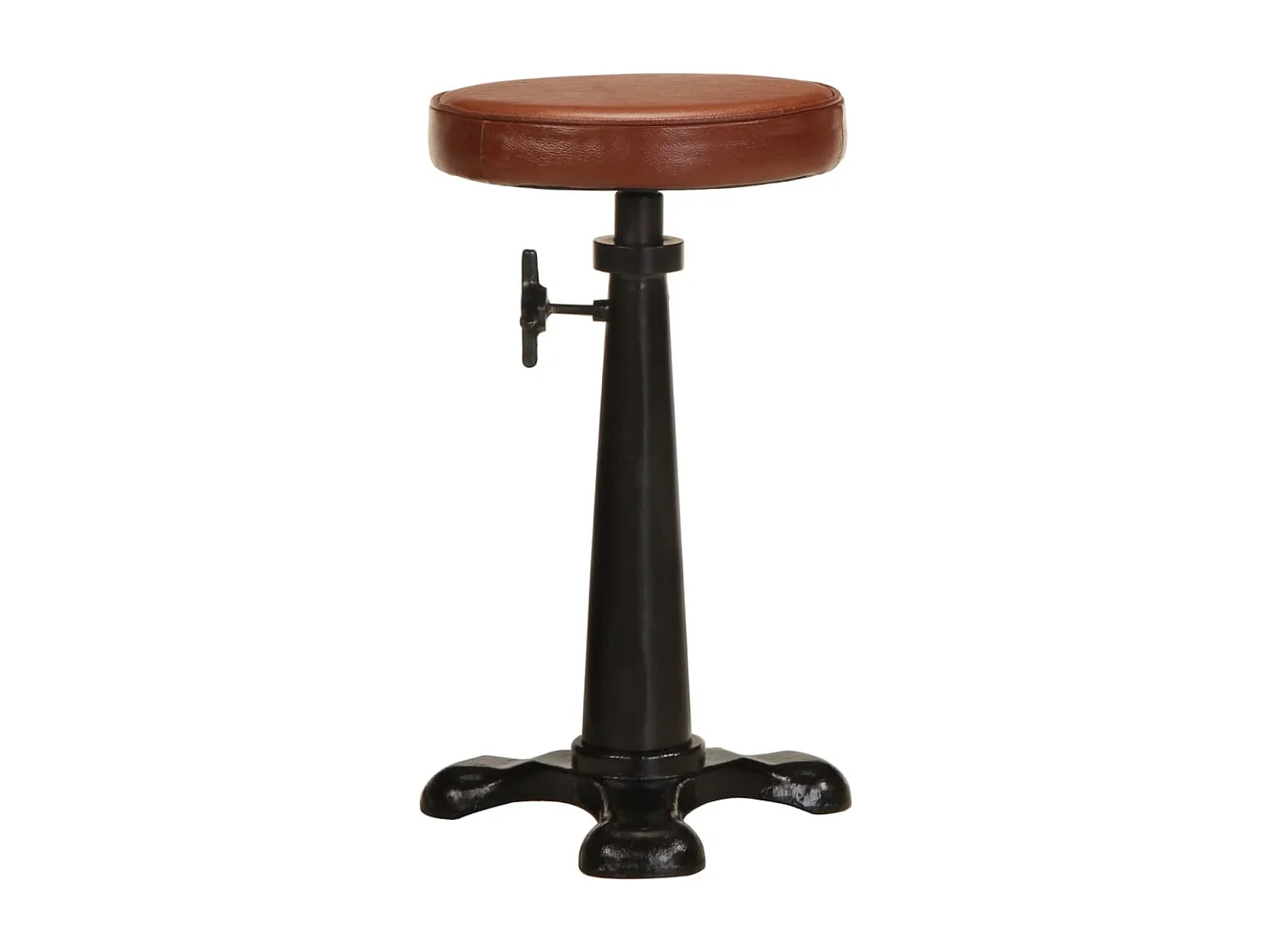 Tabourets de bar lot de 2 marron cuir véritable et fonte