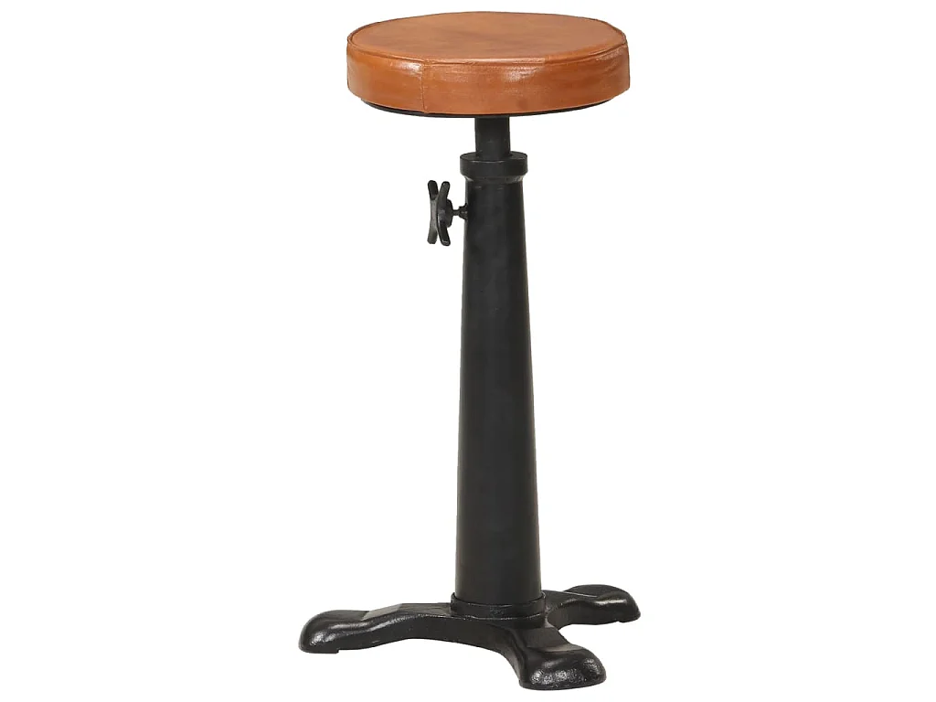 Tabourets de bar lot de 2 marron cuir véritable et fonte