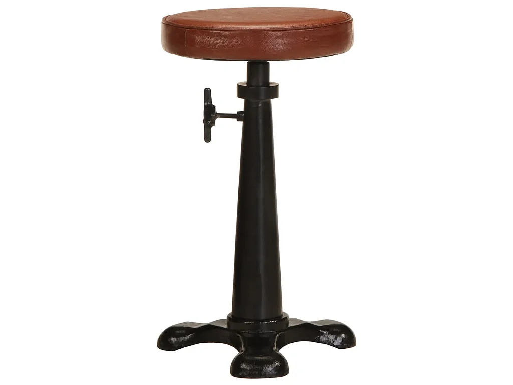 Tabourets de bar lot de 2 marron cuir véritable et fonte