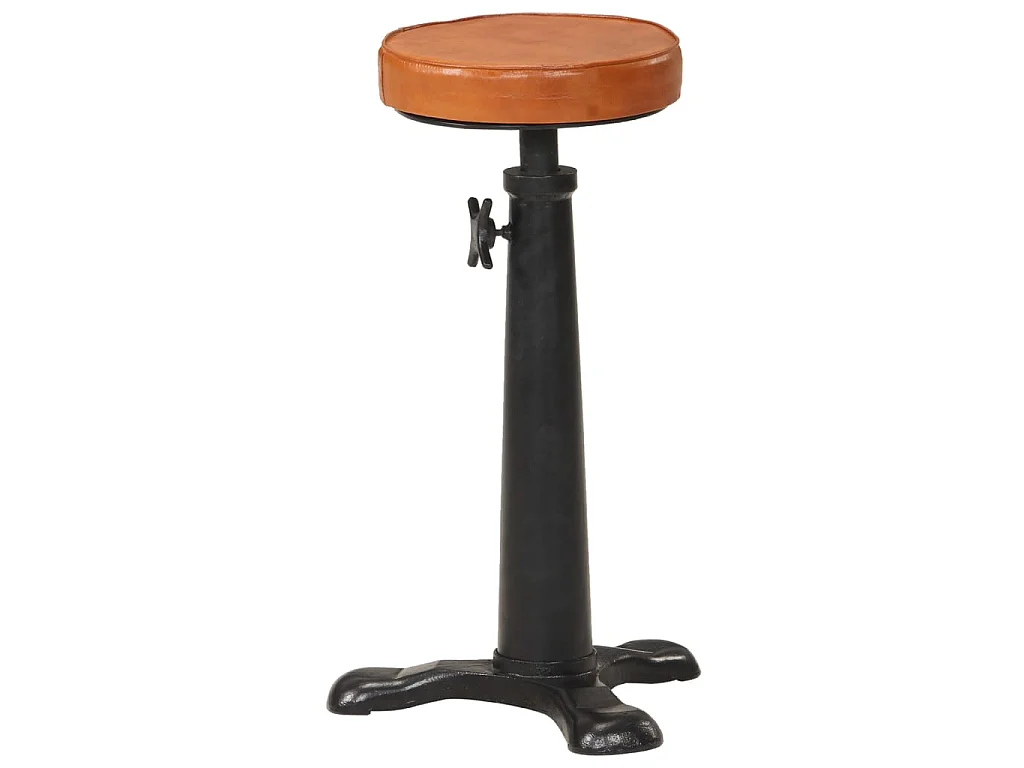 Tabourets de bar lot de 2 marron cuir véritable et fonte