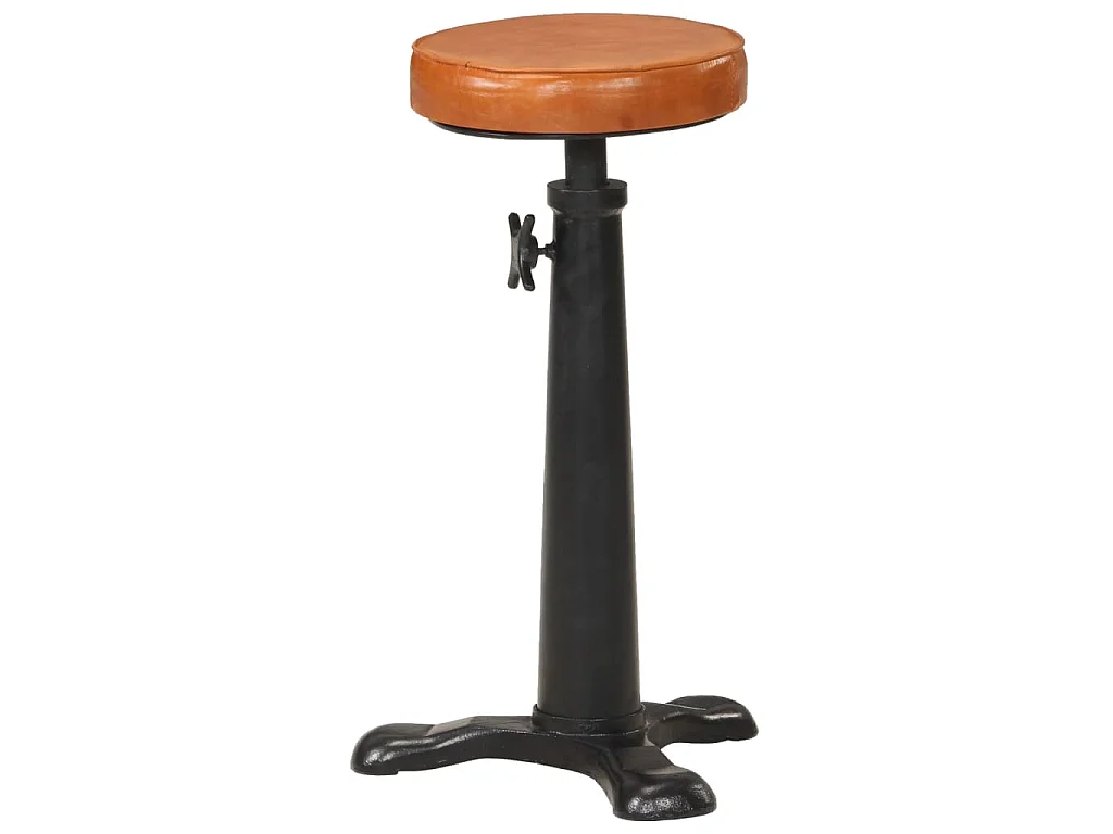 Tabourets de bar lot de 2 marron cuir véritable et fonte