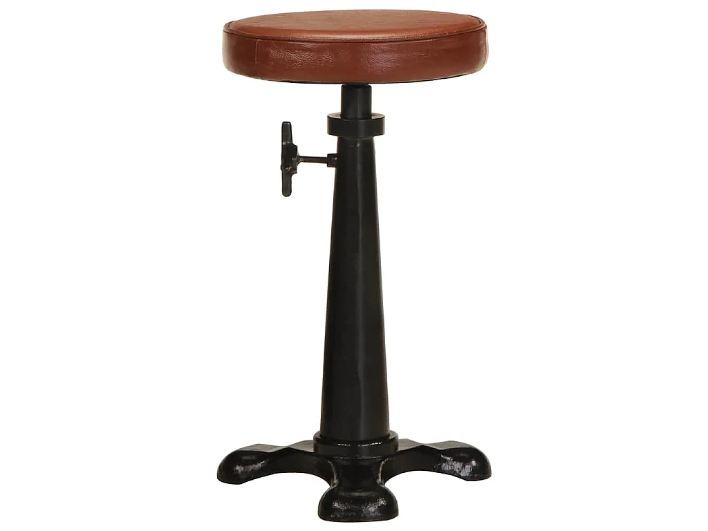 Tabourets de bar lot de 2 marron cuir véritable et fonte